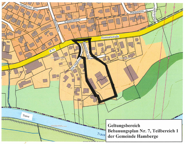 Geltungsbereich Bebauungsplan Nr. 7, Teilbereich 1 der Gemeinde Hamberge