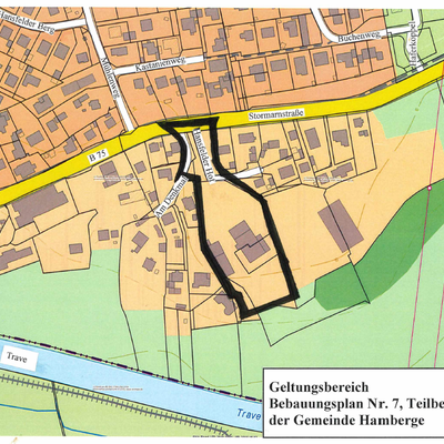 Geltungsbereich Bebauungsplan Nr. 7, Teilbereich 1 der Gemeinde Hamberge