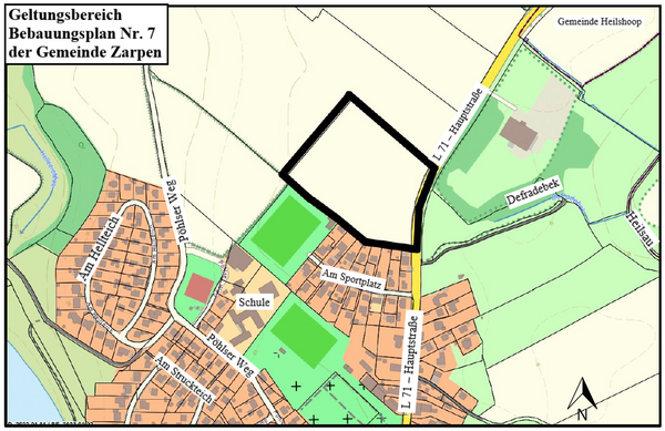 Geltungsbereich Bebauungsplan Nr. 7 der Gemeinde Zarpen