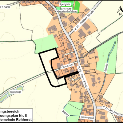 Geltungsbereich Bebauungsplan Nr. 8 der Gemeinde Rehhorst