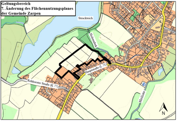 Geltungsbereich 7.&Auml;nderung des Fl&auml;chennutzungsplanes der Gemeinde Zarpen