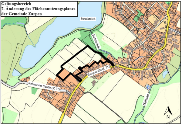 Geltungsbereich 7.Änderung des Flächennutzungsplanes der Gemeinde Zarpen