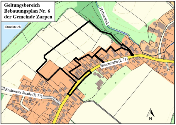 Geltungsbereich Bebauungsplan Nr.6 der Gemeinde Zarpen
