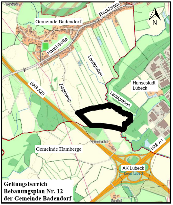 Geltungsberich B-Plan Nr 12 Gemeinde Badendorf
