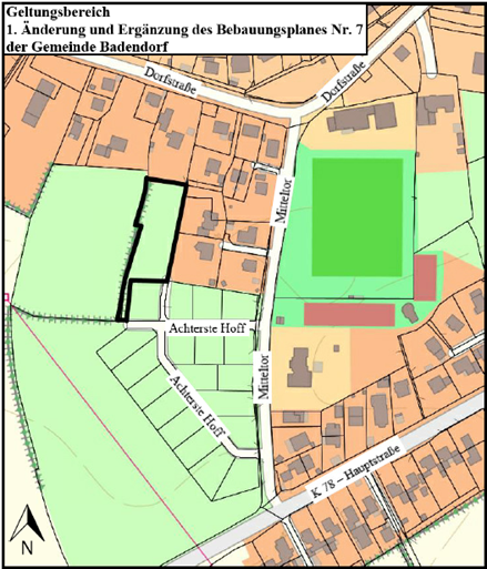 Geltungsbereich 1. &Auml;nderung und Erg&auml;nzung BPlan Nr. 7 Gem. Badendorf